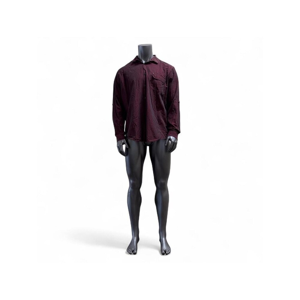 INC International Concepts Men's Burgundy Button-Down Shirt XXL Long Sleeve Roll